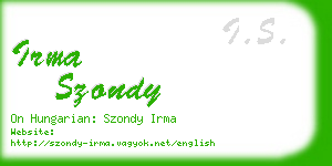 irma szondy business card